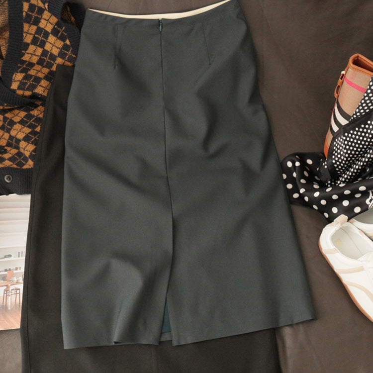 Damen Taillierter Midirock mit Frontschlitz und Stretch-Futter Drune