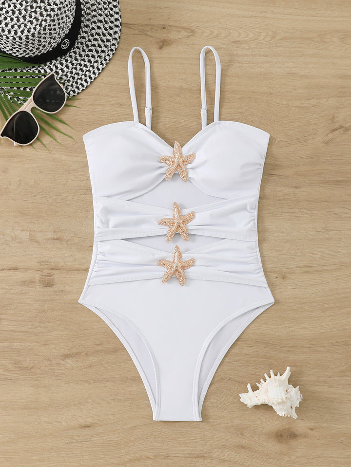Damen Eleganter und figurbetonter Badeanzug mit Glitzerstern Drune