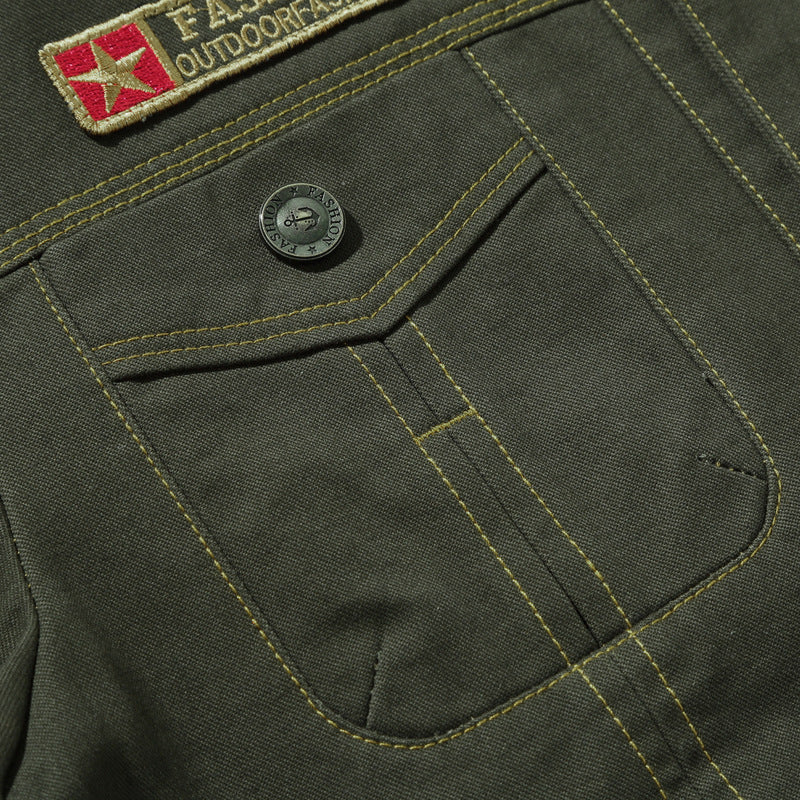 Herren Robust verarbeitete Canvas-Workerjacke mit Brustklappen, Innensaumfutter und Badge-Details Drune