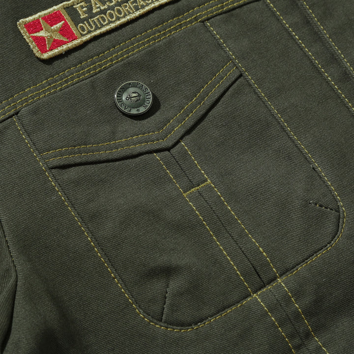 Herren Robust verarbeitete Canvas-Workerjacke mit Brustklappen, Innensaumfutter und Badge-Details Drune