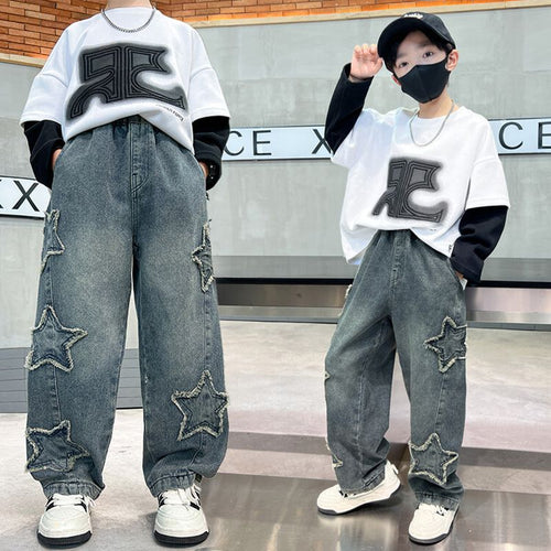 Damen Baggy-Jeans mit Sternenapplikationen Drune