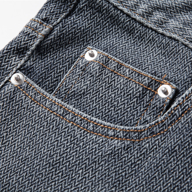 Herren nan Jeansshorts mit Umschlag, mittelhoher Bund und klassischer Taschenaufteilung Drune