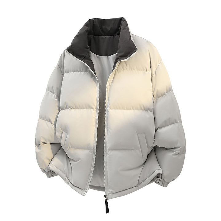 Unisex Oversize-Steppjacke mit hohem Kragen, zweifarbiger Innenfütterung & verstellbarem Saum Drune