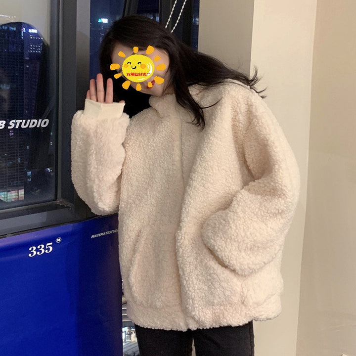Damen kuschelige Fleecejacke mit Ohren und praktischen Eingrifftaschen Drune