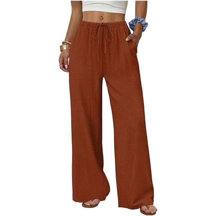 Damen Lounge-Hose mit weitem Bein, elastischem Bund und Eingrifftaschen Drune