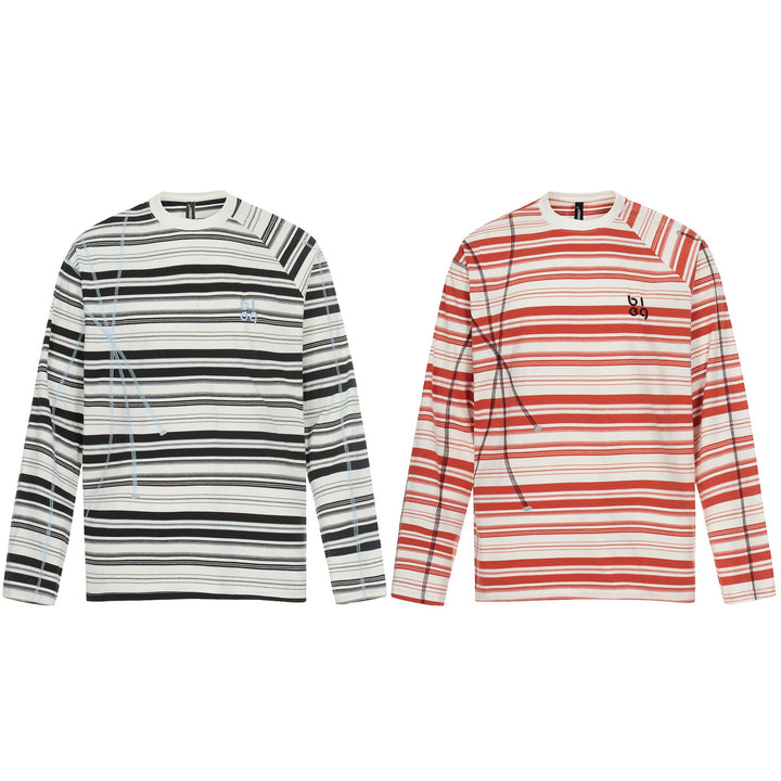 Unisex Gestreiftes Langarmshirt mit kontrastierenden Ziernähten Drune