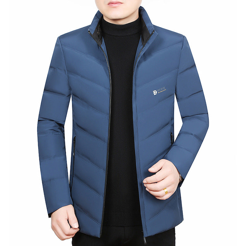 Herren Slim-Fit Reisesteppjacke mit Stehkragen und Chevron-Steppung Drune
