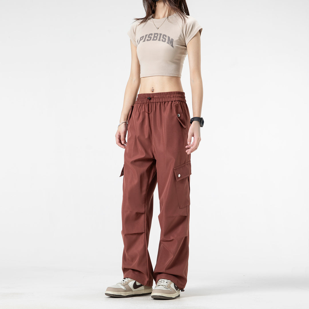 Herren Weite Utility-Cargohose mit Tunnelzugbund, Klapptaschen und verstellbaren Saumabschlüssen Drune