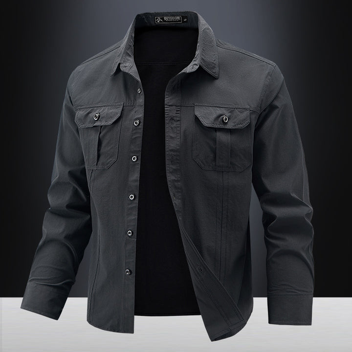 Herren Lässige Hemdjacke mit Brusttaschen Drune