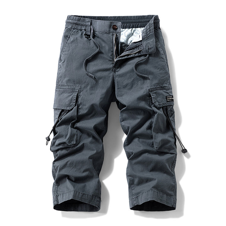 Herren knielange Cargo-Hose mit elastischem Komfortbund, Tunnelzug und Multifachtaschen Drune