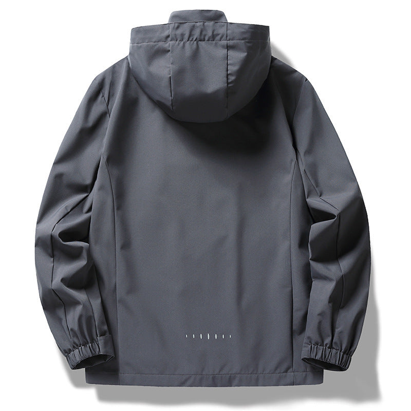 Herren wind- und wasserabweisende Softshell-Kapuzenjacke mit verdeckter Reißverschlussblende Drune