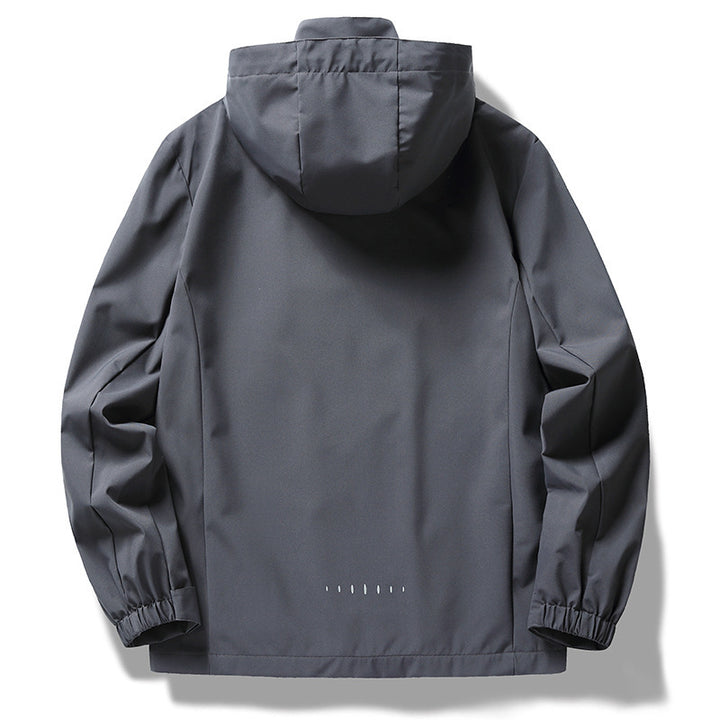 Herren wind- und wasserabweisende Softshell-Kapuzenjacke mit verdeckter Reißverschlussblende Drune