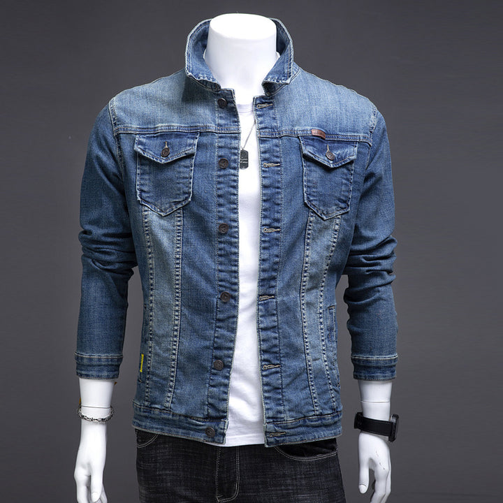 Herren Modische Jeansjacke mit Brusttaschen Drune