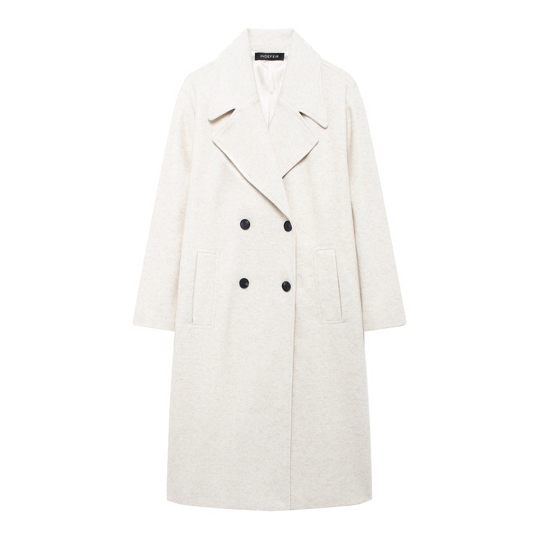 Damen Doppelreihiger Wollmix-Mantel mit Oversize-Schnitt und Reverskragen Drune