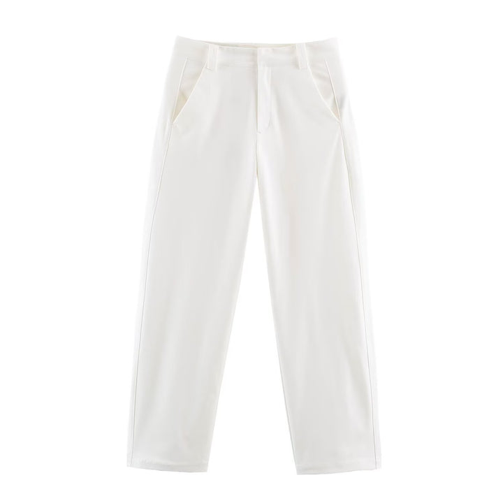 Damen Hochtaillierte weite Cropped‑Hose mit Bügelfalte und Eingrifftaschen Drune