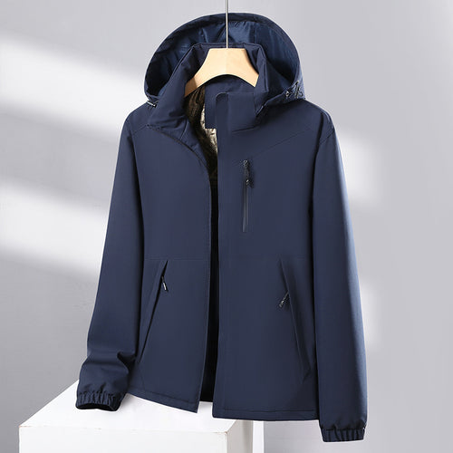 Herren Softshell-Allwetterjacke mit wasserdichter Membran, verstellbarer Kapuze und verdeckten Reißverschlüssen Drune