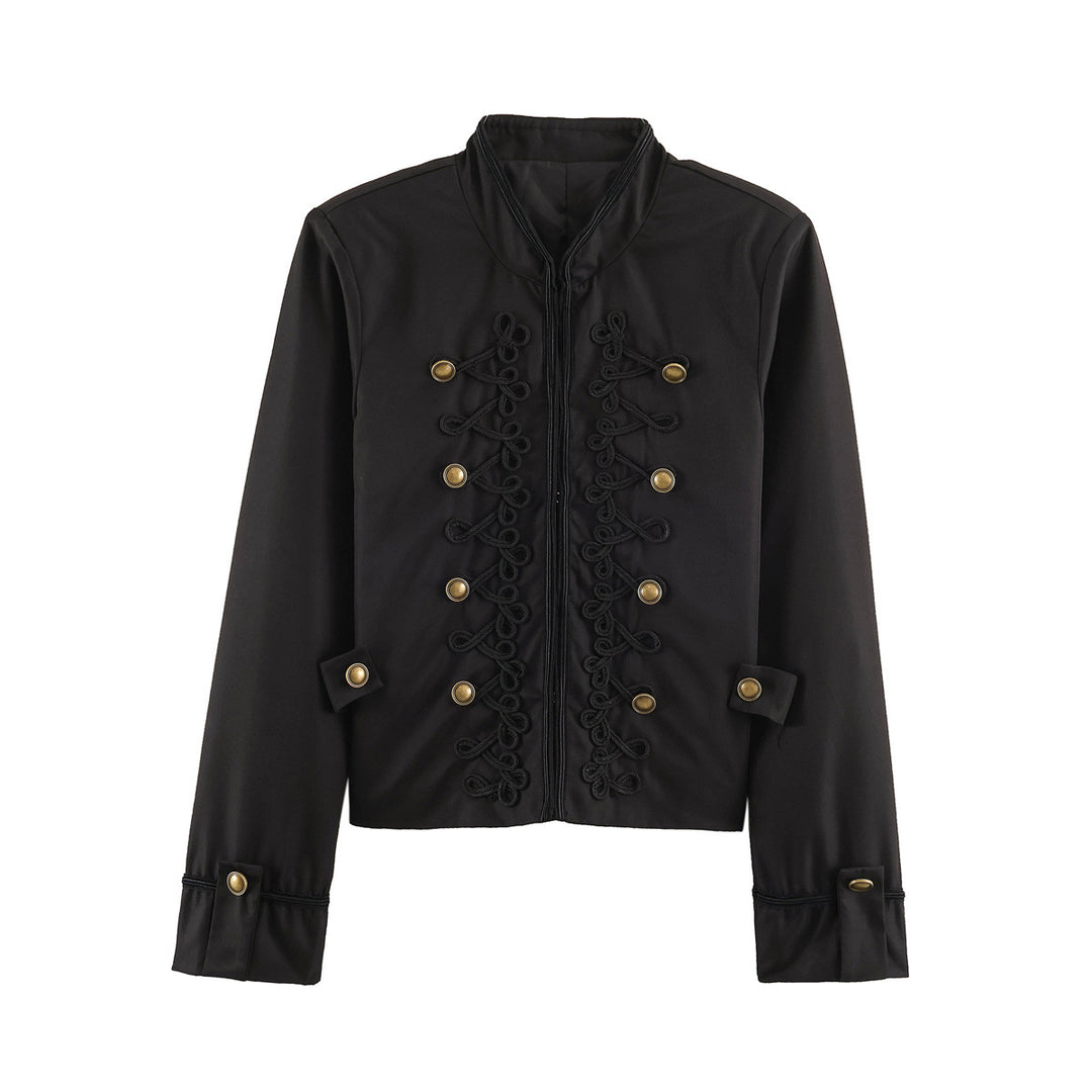 Damen Kurzblouson im Militärstil mit ornamentaler Kordel- und Knopfverzierung Drune