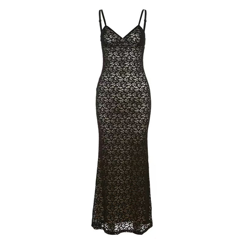 Damen Elegantes Spitzenkleid mit figurschmeichelndem Schnitt Drune