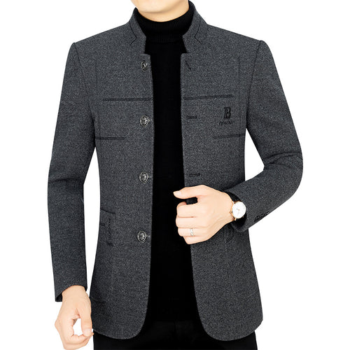 Herren Kurzmantel-Blazer mit Stehkragen und dekorativen Ziernähten Drune