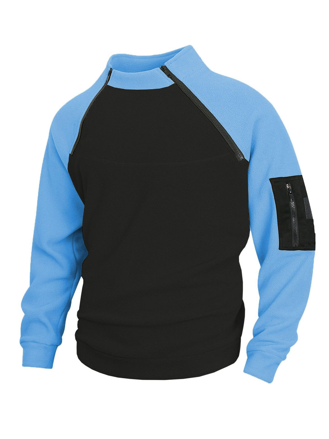 Herren technischer Fleece-Halbzip-Pullover mit asymmetrischen Schulterreißverschlüssen und Reißverschluss-Ärmeltasche Drune