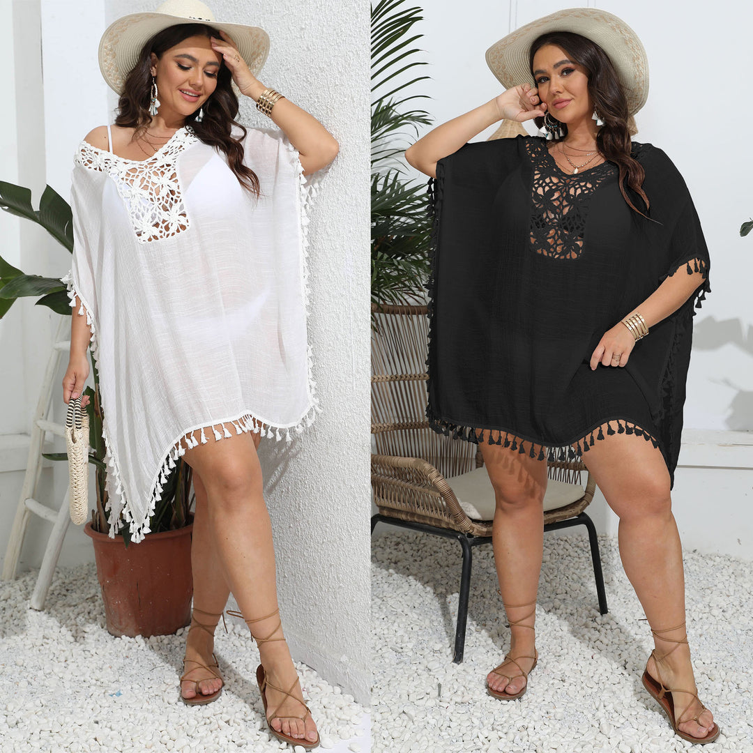 Damen eleganter Häkel-Strandponcho Drune