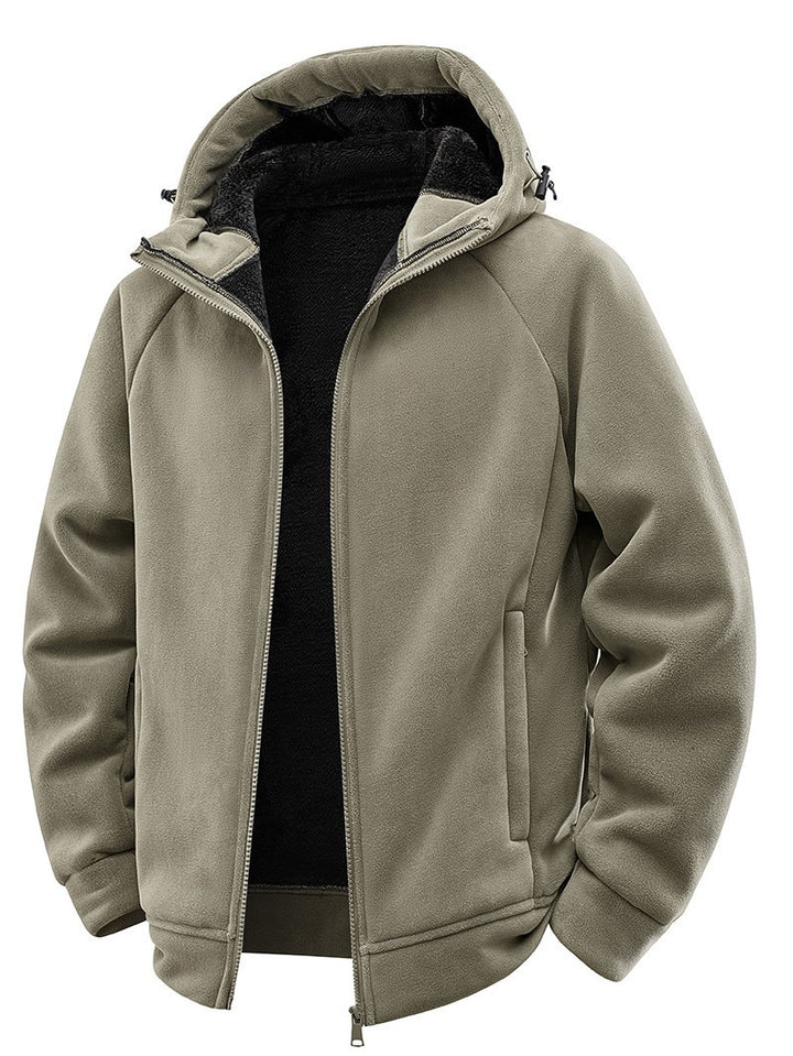 Herren Gefütterte Kapuzen-Fleecejacke mit Teddyfutter und durchgehendem Reißverschluss Drune