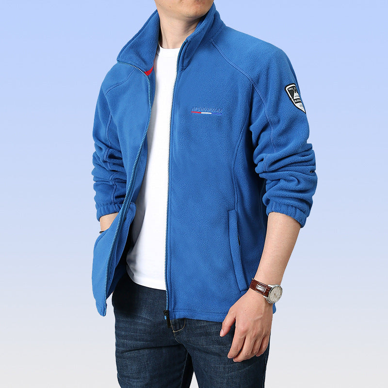 Herren Fleece-Outdoorjacke mit Stehkragen und durchgehendem Reißverschluss Drune