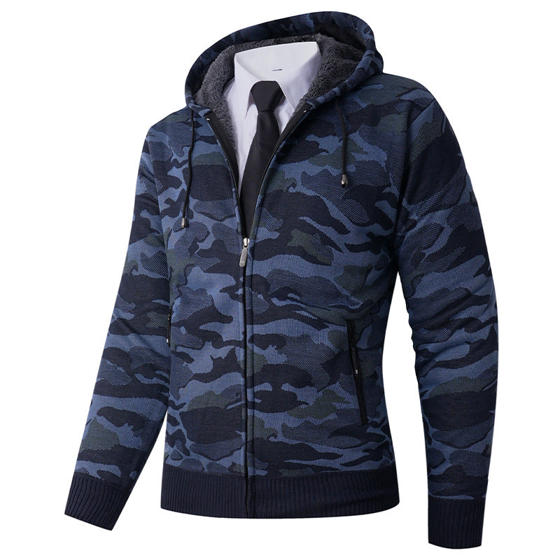 Herren modischer Hoodie mit gefütterter Kapuze und kräftigem Camouflage-Muster Drune