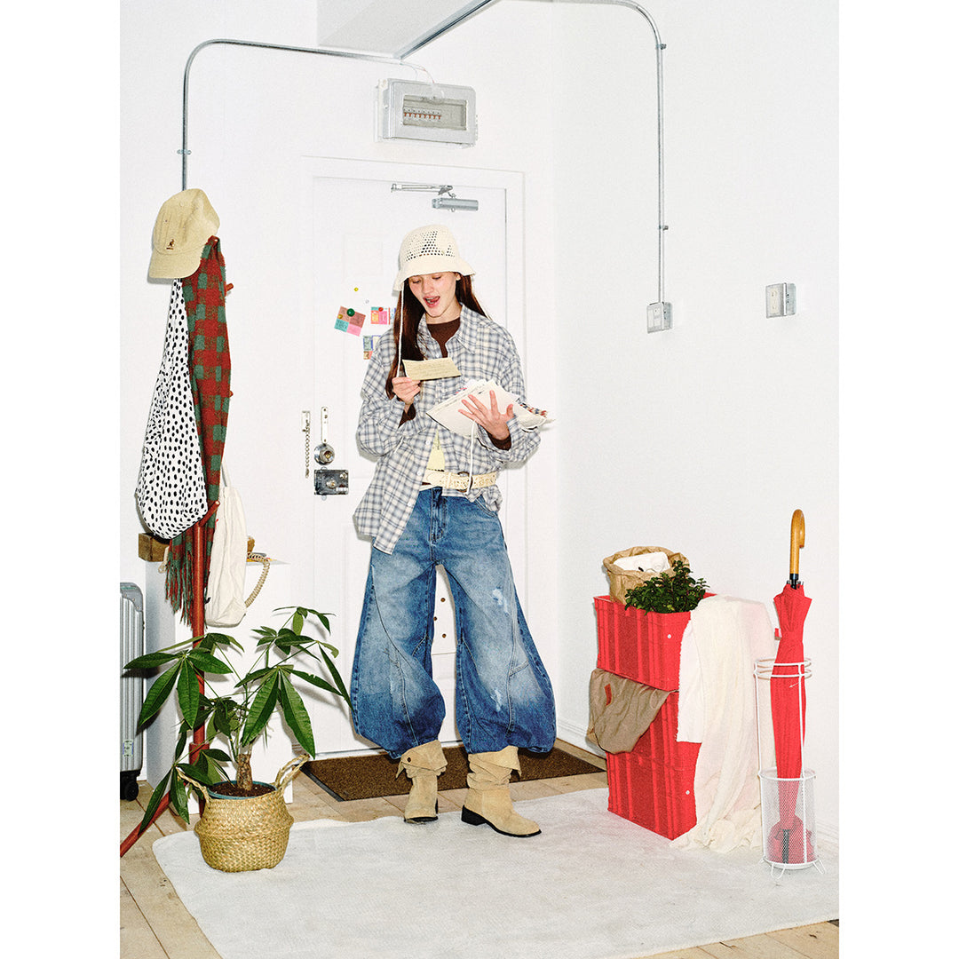 Unisex Karo-Relax-Hemd im Oversized-Look mit Brustpatch und Soft‑Touch Baumwollmix Drune