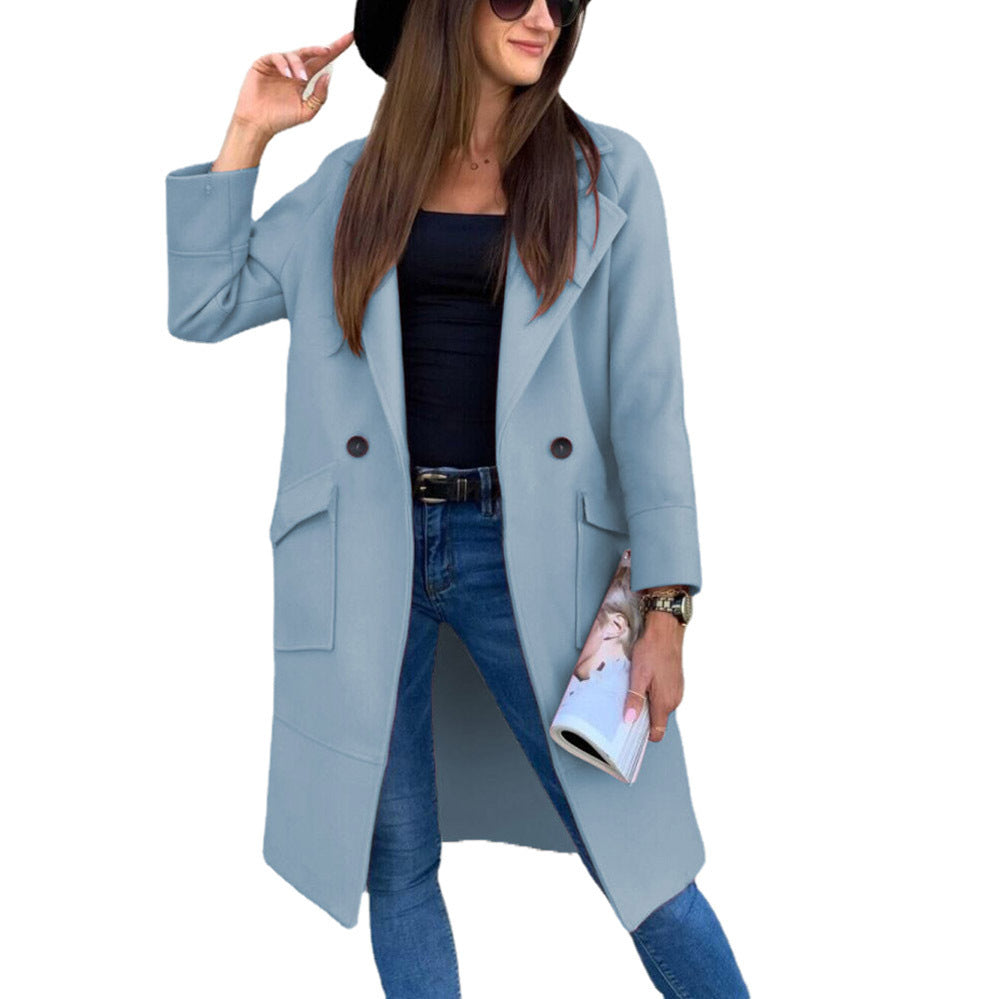 Damen Elegante und vielseitige Longjacke mit praktischen Taschen und Button-Details Drune