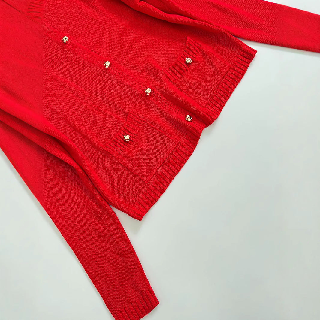 Damen elegante Strickjacke mit praktischen Taschen Drune