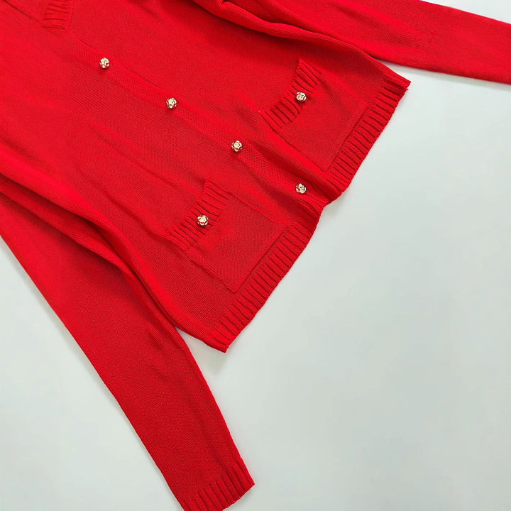 Damen elegante Strickjacke mit praktischen Taschen Drune