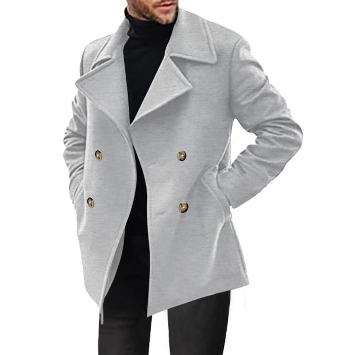 Herren Zweireihiger taillierter Peacoat mit breitem Revers und Eingrifftaschen Drune