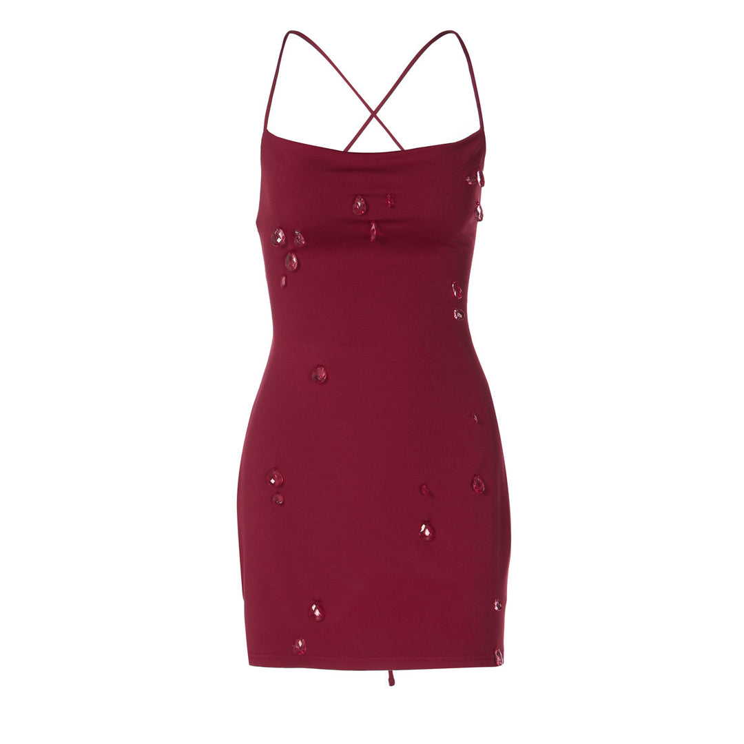Damen Figurbetontes Minikleid mit transparenten Akzenten Drune