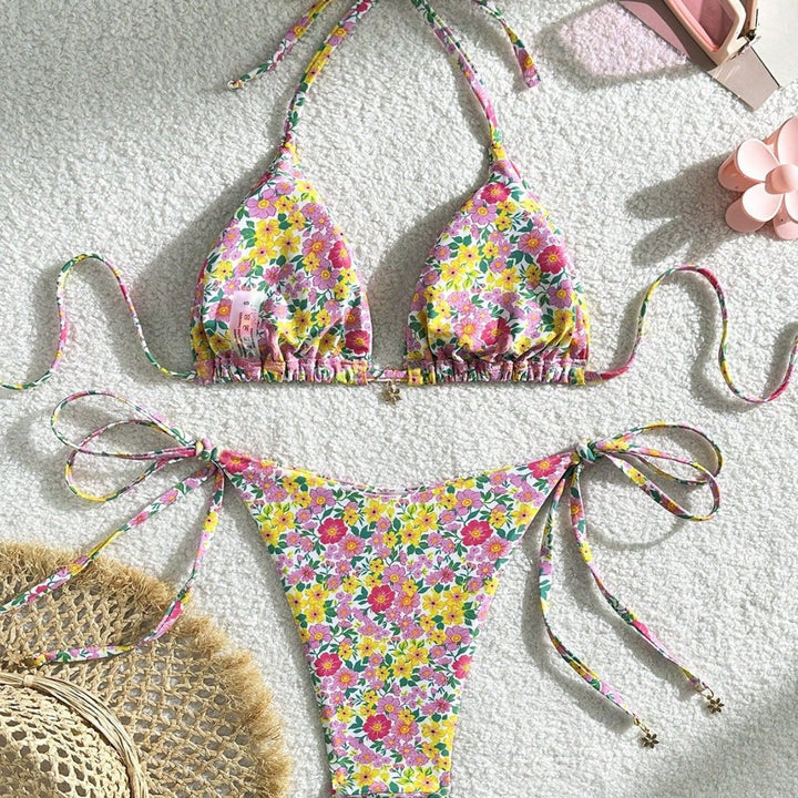 Damen Triangel-Bikini mit verspieltem Blumendesign Drune