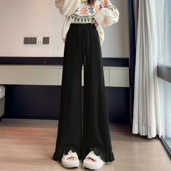 Damen Elegante, weiche Lounge-Hose mit Rüschenabschluss Drune