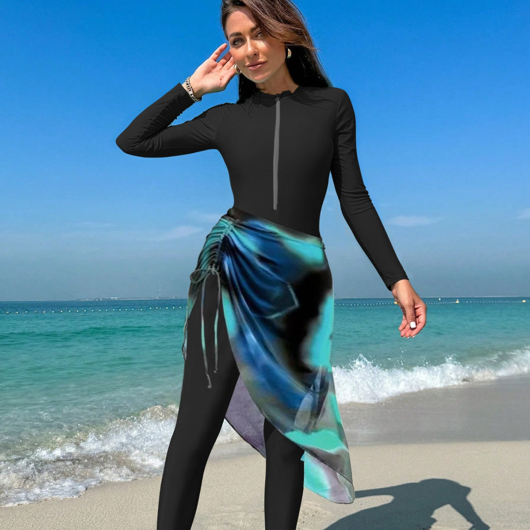 Damen sportlicher Langarm-Surfsuit mit raffinierten Wickeldetails Drune