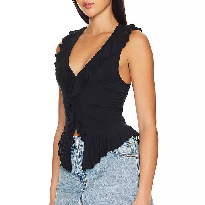 Damen Wickeloberteil mit Rüschendetails Drune