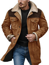 Herren Suede-Langjacke mit Teddy-Futter und praktischen Taschen Drune