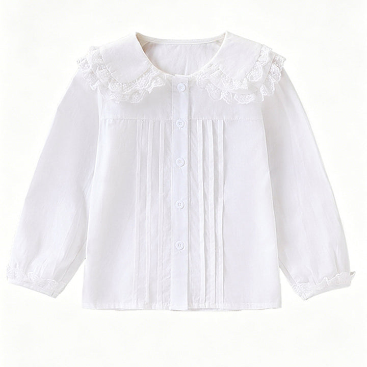 Damen elegante Bluse mit Spitzenkragen Drune