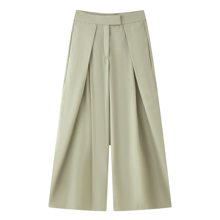 Damen Culotte-Hose mit weitem Bein, hoher Taille und ausgestellter Silhouette Drune