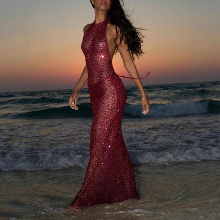Damen Glamouröses Schwimmdress aus funkelndem Spitzenmaterial Drune