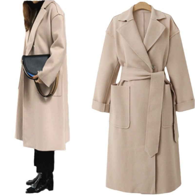 Damen Oversized Mantel mit tiefem Revers und Taschen Drune