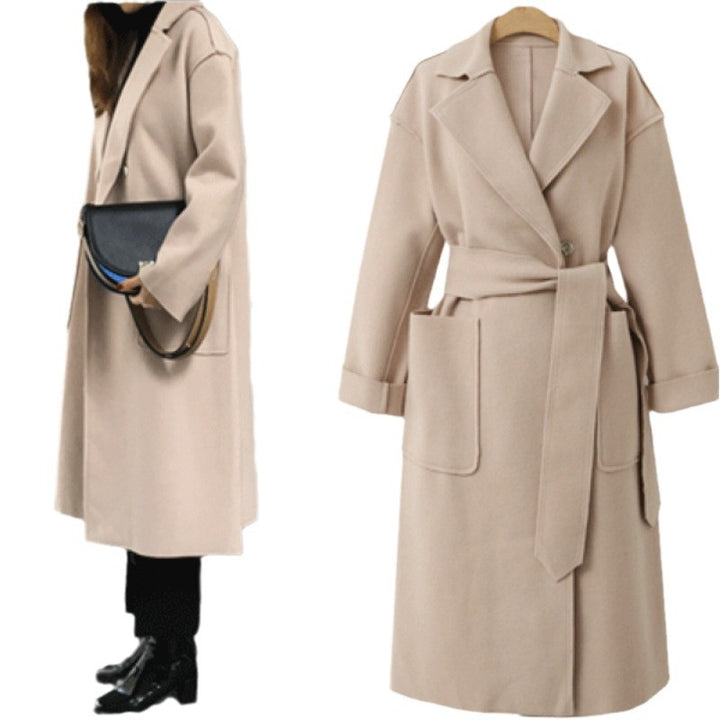 Damen Oversized Mantel mit tiefem Revers und Taschen Drune