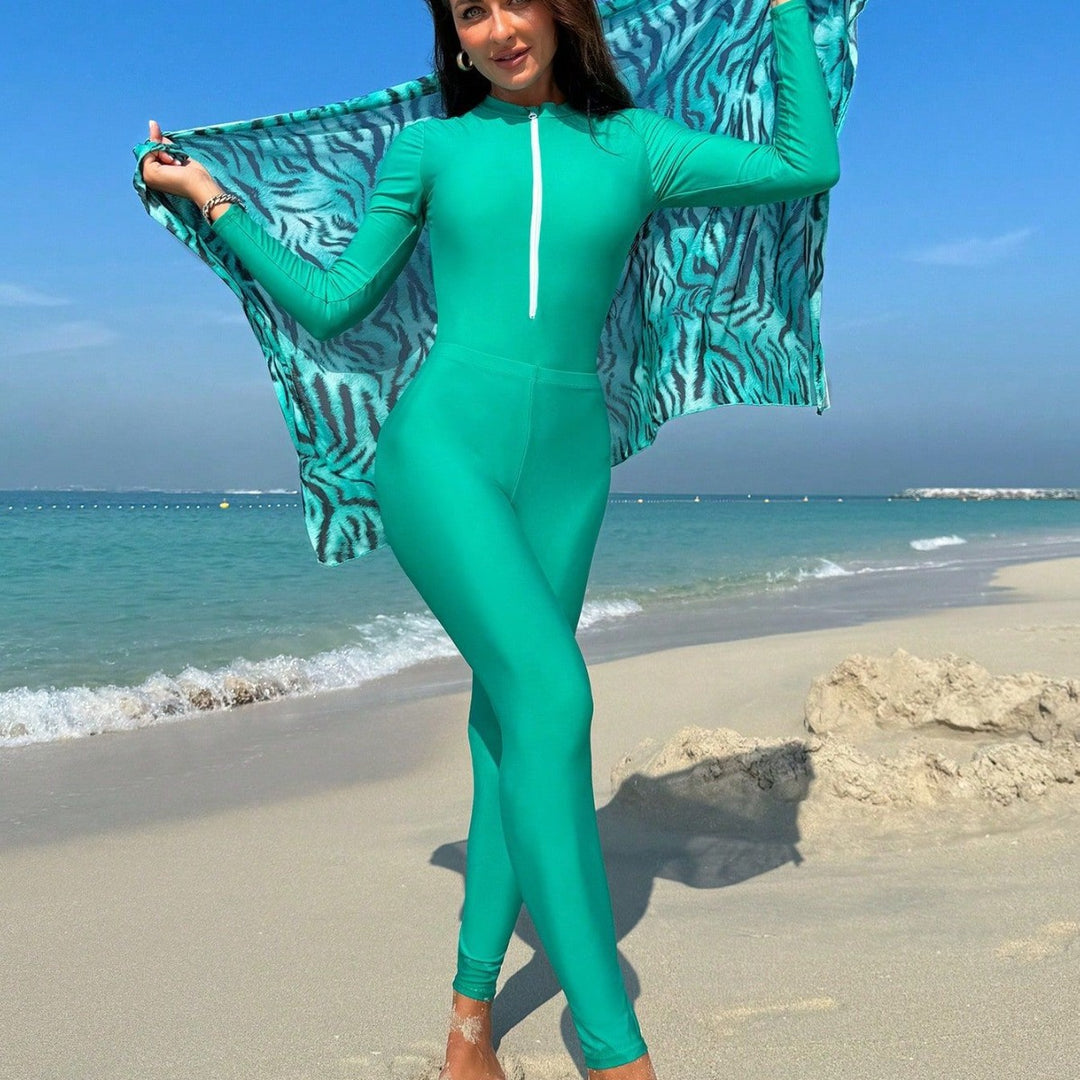 Damen eleganter UV-Schutz-Schwimmanzug mit Wickelrock Drune