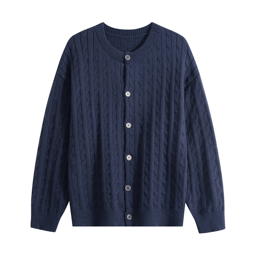 Damen Grobstrick-Cardigan mit Zopfmuster, Rundhalsausschnitt & durchgehender Knopfleiste Drune