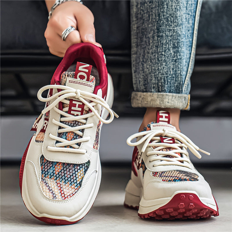 Unisex Plateau-Chunky-Sneaker mit Reptilprägung, gepolstertem Schaft und stoßdämpfender EVA-Zwischensohle Drune