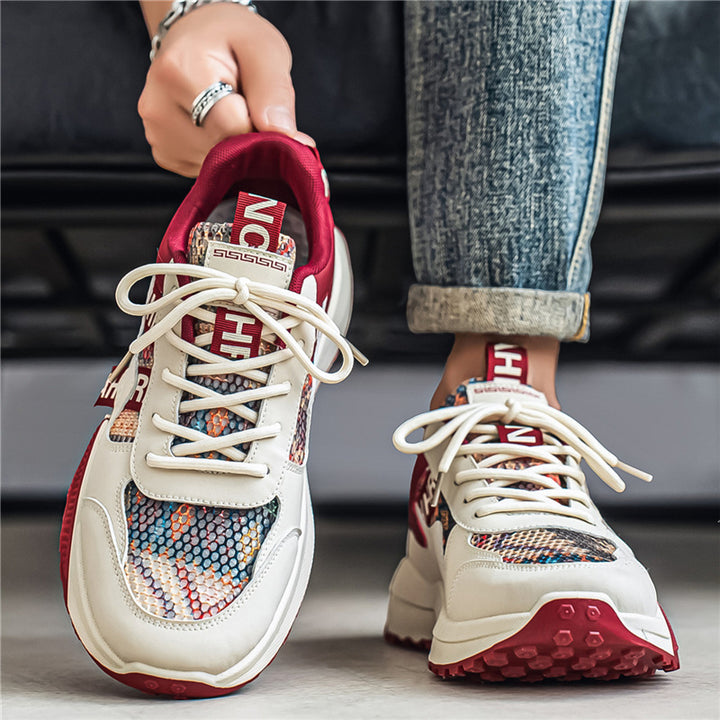 Unisex Plateau-Chunky-Sneaker mit Reptilprägung, gepolstertem Schaft und stoßdämpfender EVA-Zwischensohle Drune