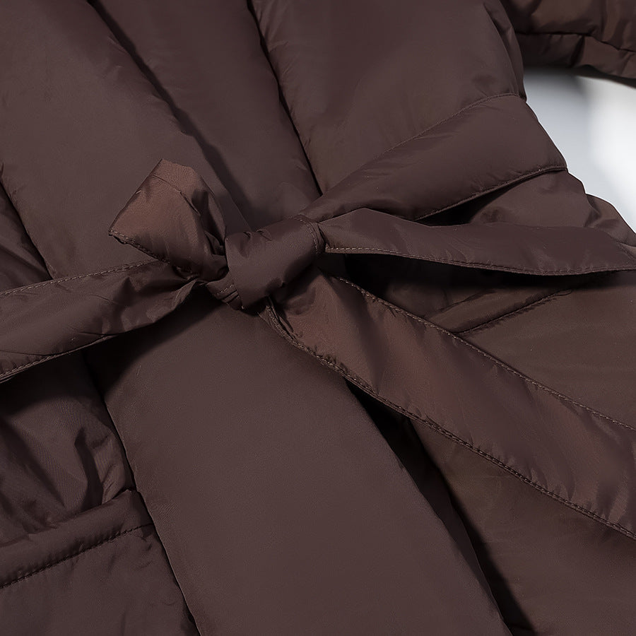 Damen gesteppte Taillengürtel-Steppjacke mit Schalkragen Drune
