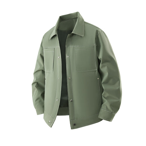 Herren Leichte Overshirt-Jacke aus strukturiertem Kunstleder mit aufgesetzten Brusttaschen Drune